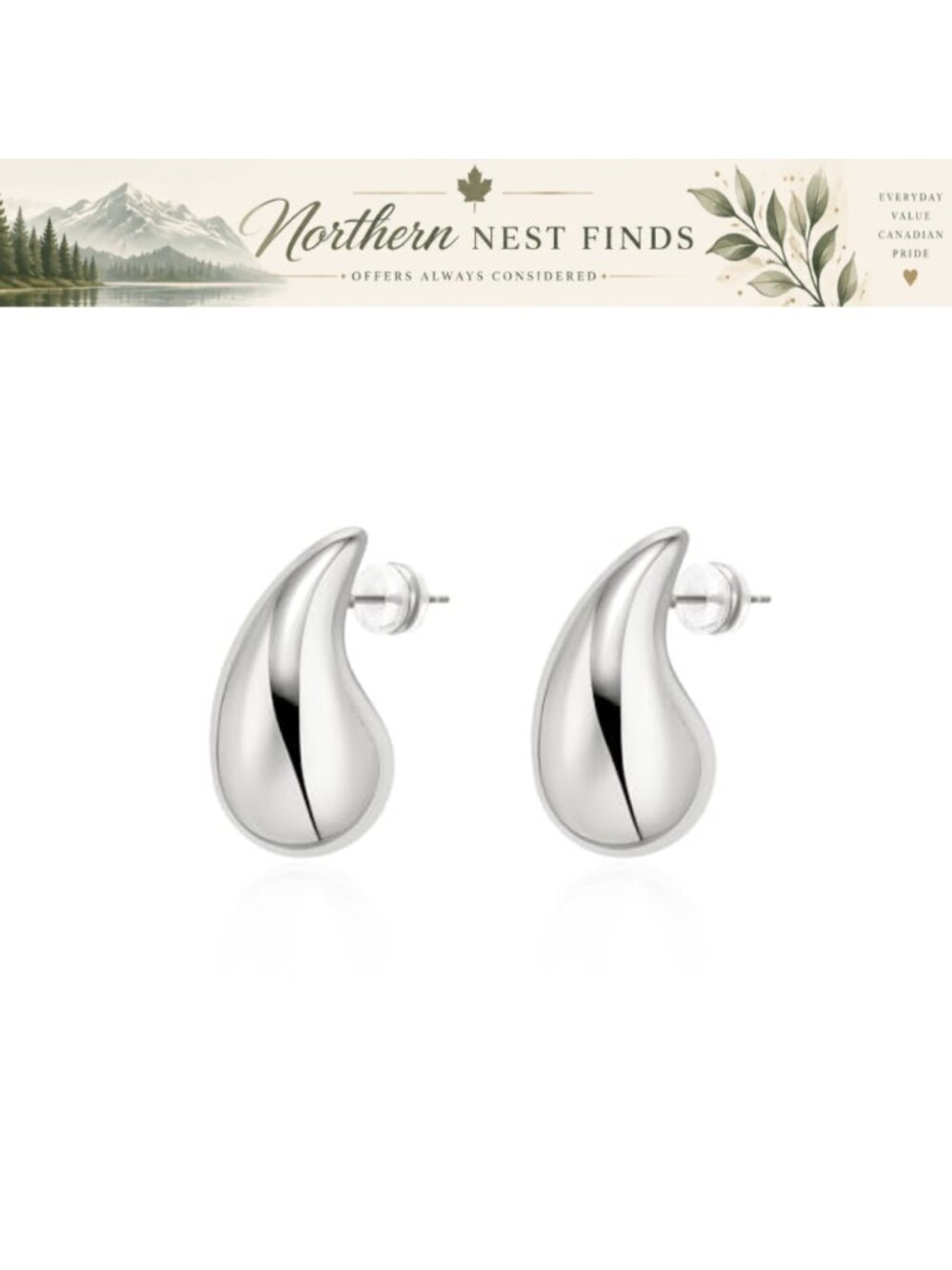 14K Gold Plated Chunky Waterdrop Drop Dangle Earrings Lightweight Hollow